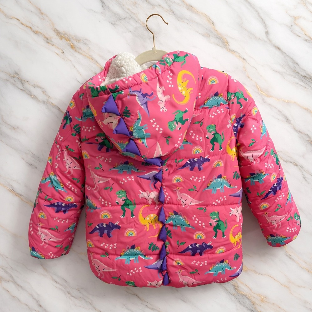 Gymboree Girls Dino-Mite Pink Puffer Jacket size 7, so adorable and cozy - Picture 3 of 5